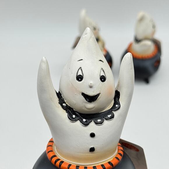 New Johanna Parker 3 Cutie Ghosts In Jack O Lantern Cauldron Halloween Ghost Set - Picture 8 of 8